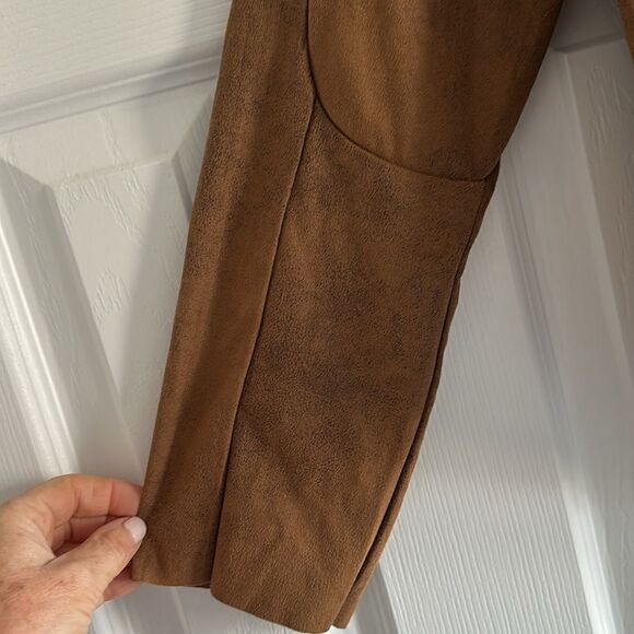 Rebecca Elliot Women’s Faux Suede Cognac Drape Jacket Asymmetrical Zip Size M - Picture 7 of 7